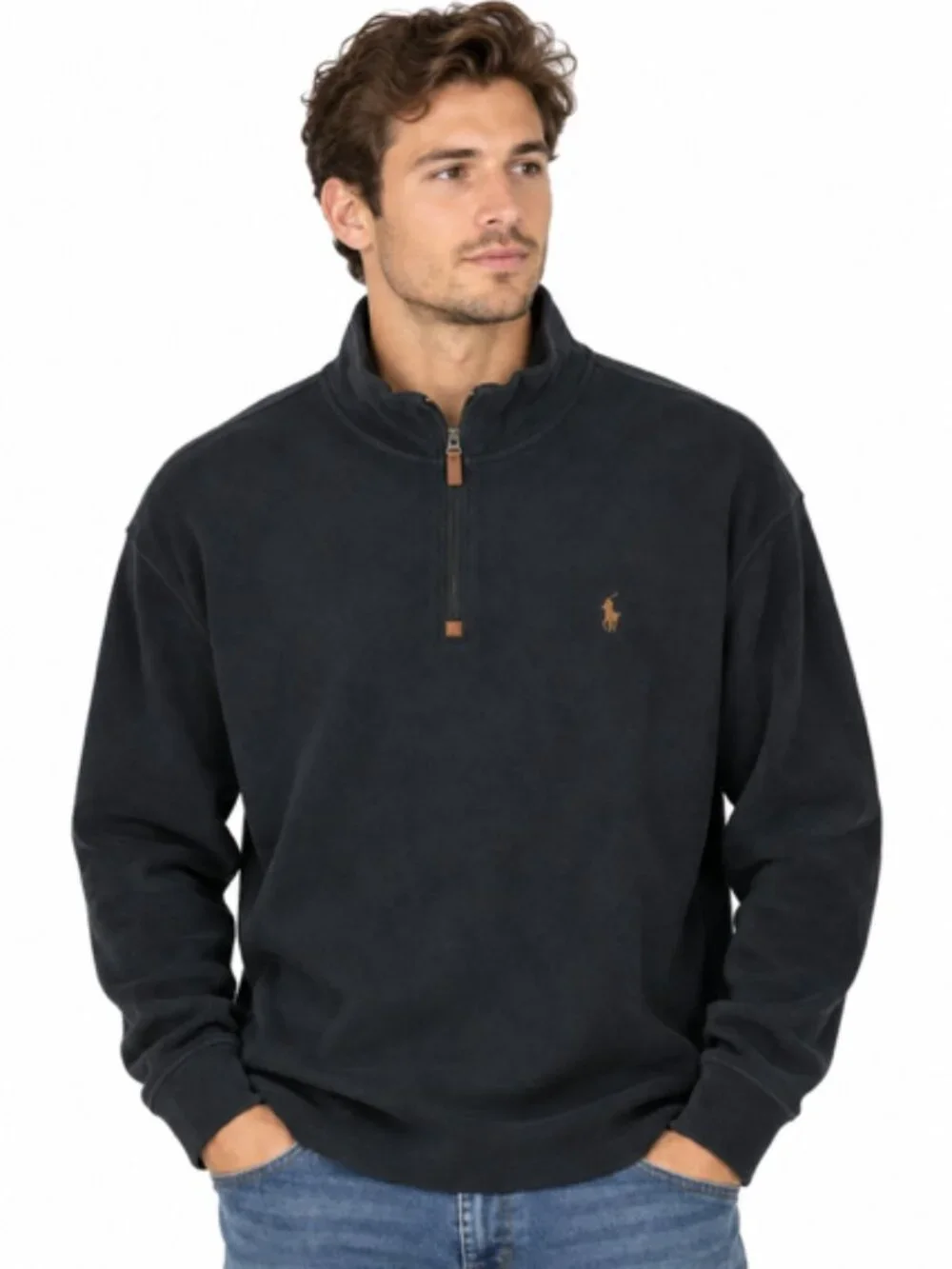 Polo Ralph Lauren Estate Rib Quarter Zip Sweater Men’s XL Black 100% Cotton